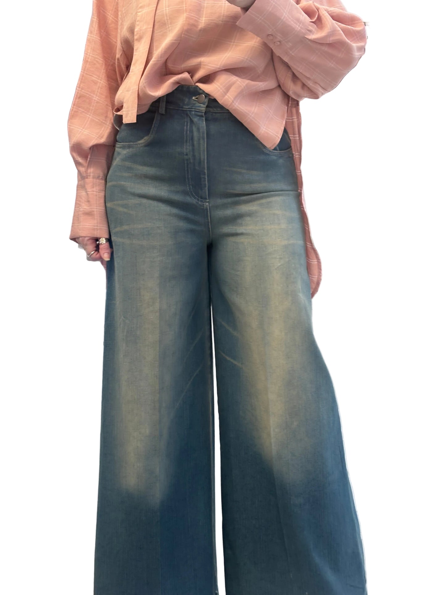 Dirty denim wide leg pants Baroc Boutique Medium