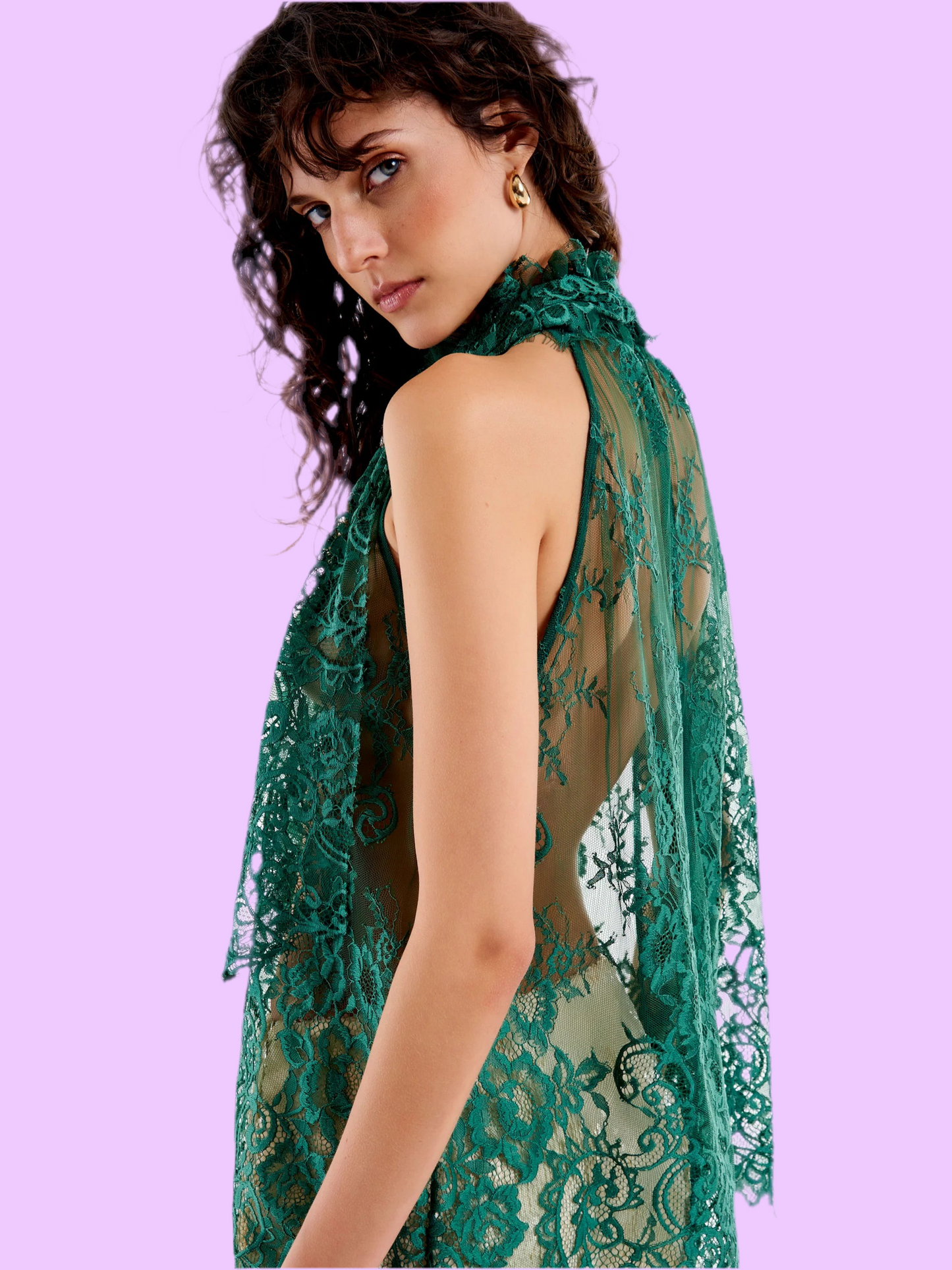 Green lace blouse Baroc Boutique Medium