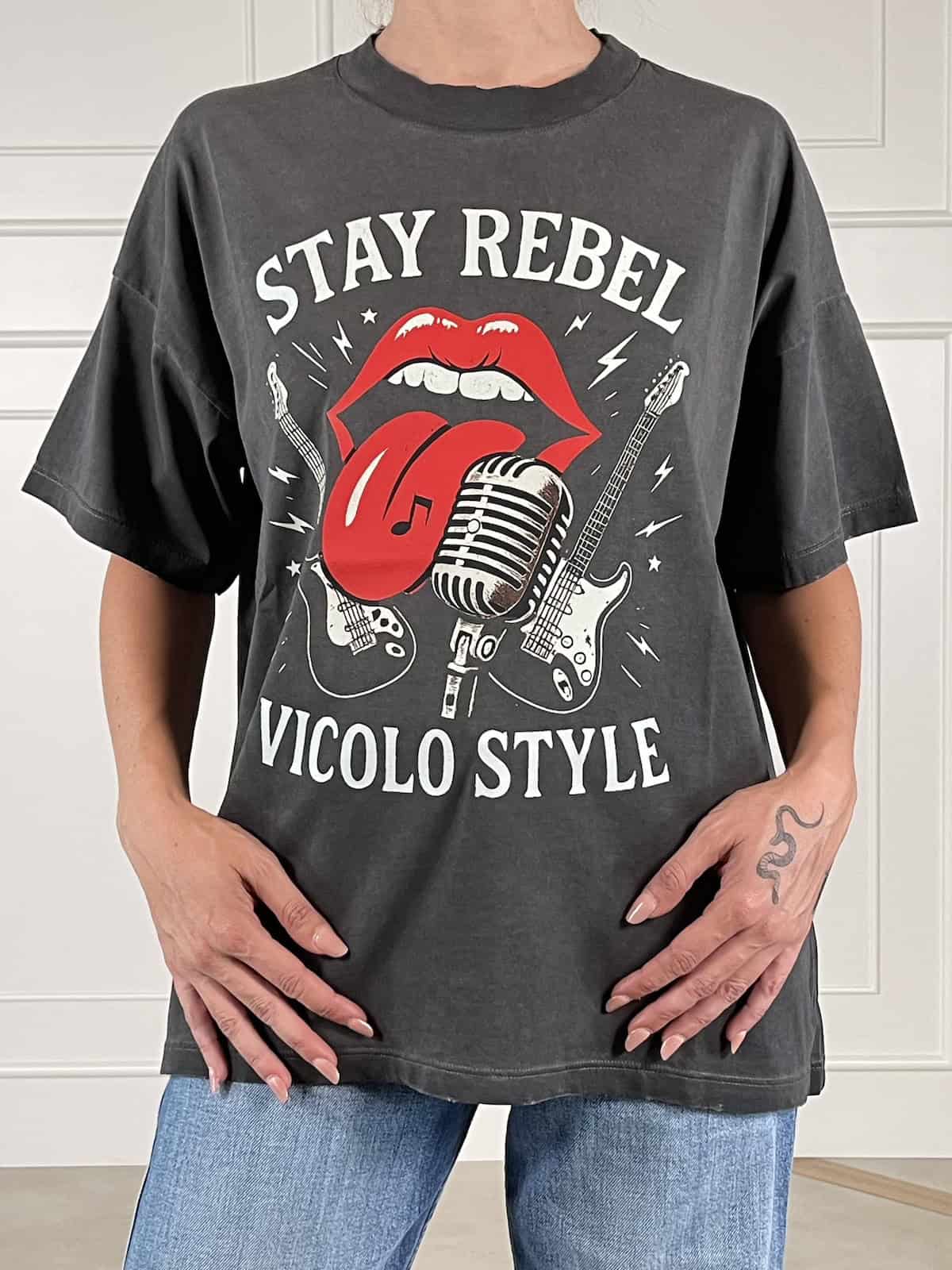 Dark gray rebel t-shirt Baroc Boutique ONE SIZE