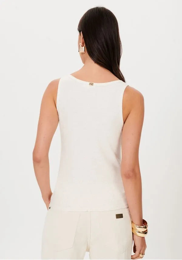 Ribbed basic knit tank-top with linen Baroc Boutique