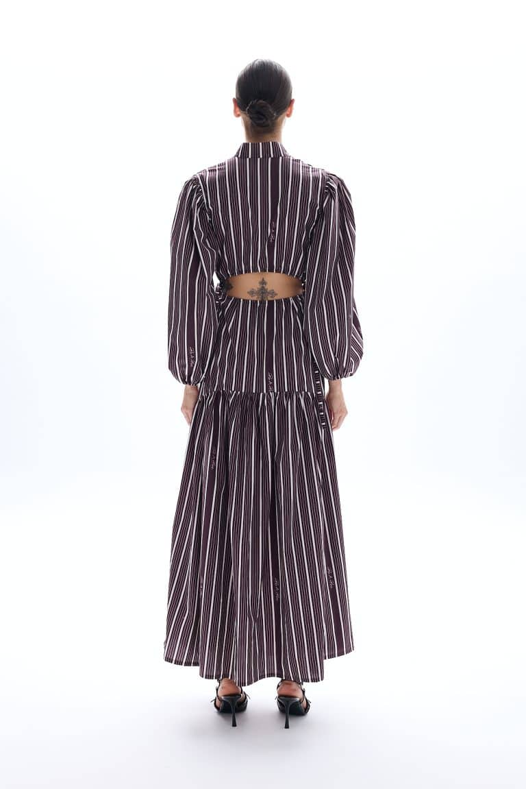 Nadia maroon striped dress Baroc Boutique S/M