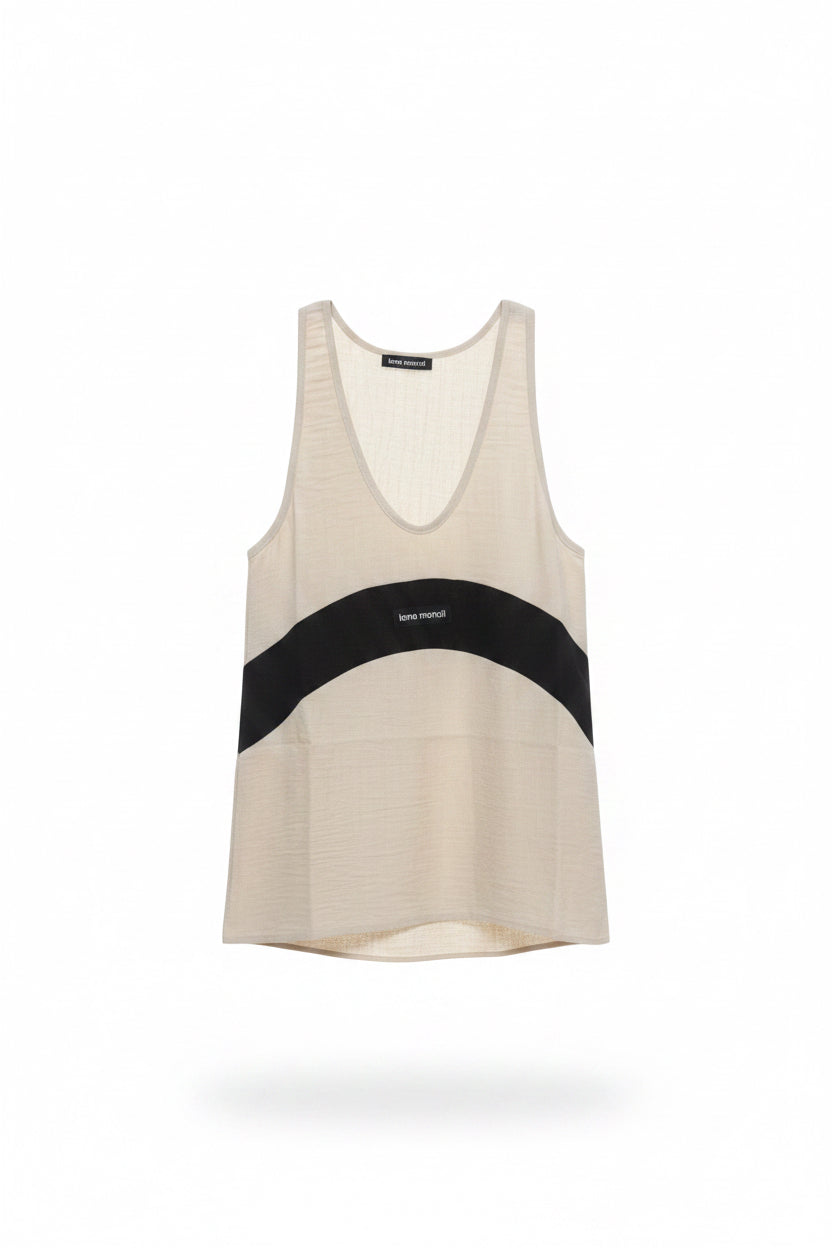 Sleeveless oversized top with a black stripe Baroc Boutique