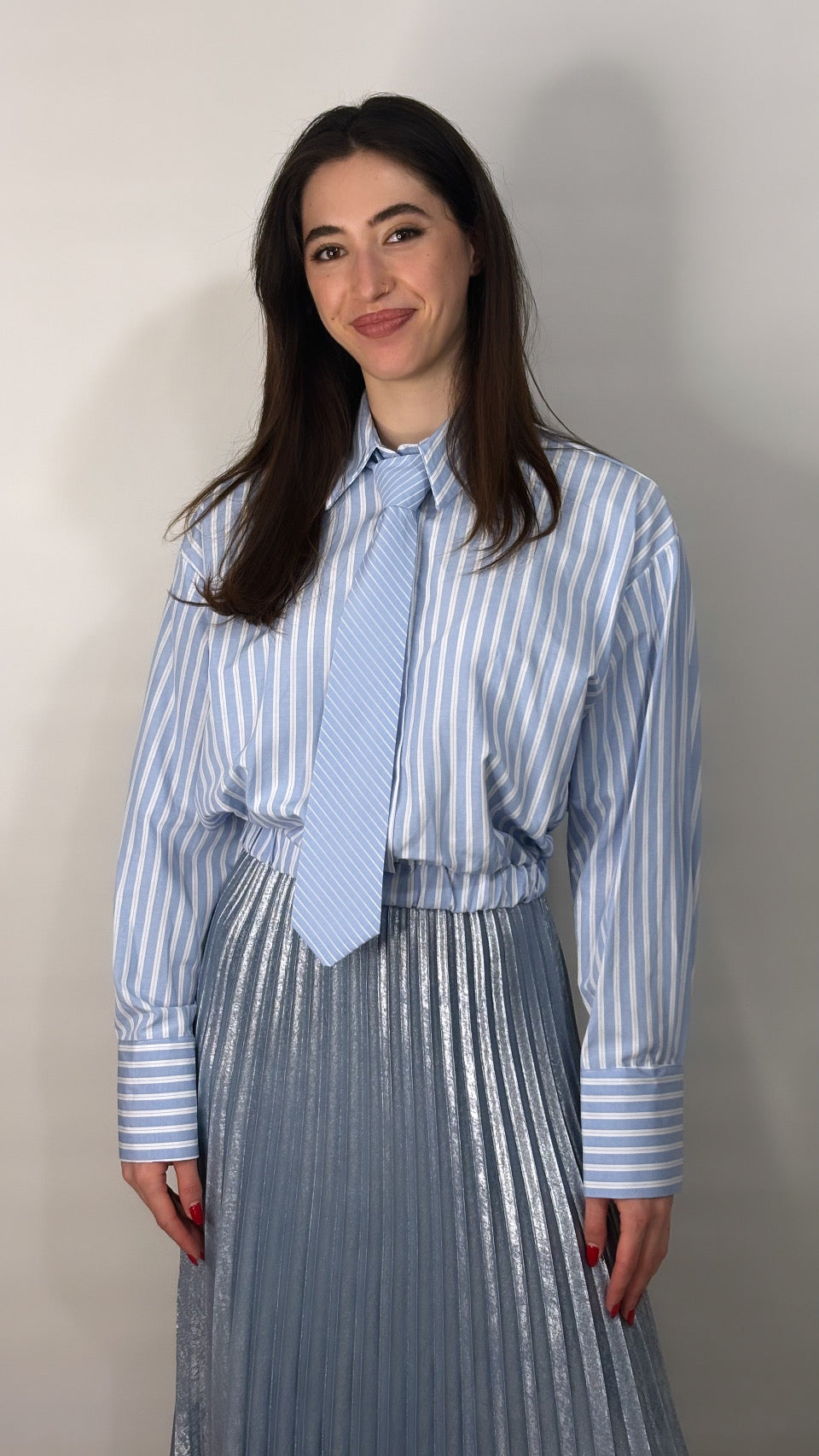 Striped shirt with elastic band on the hem Baroc Boutique SMALL/MEDIUM