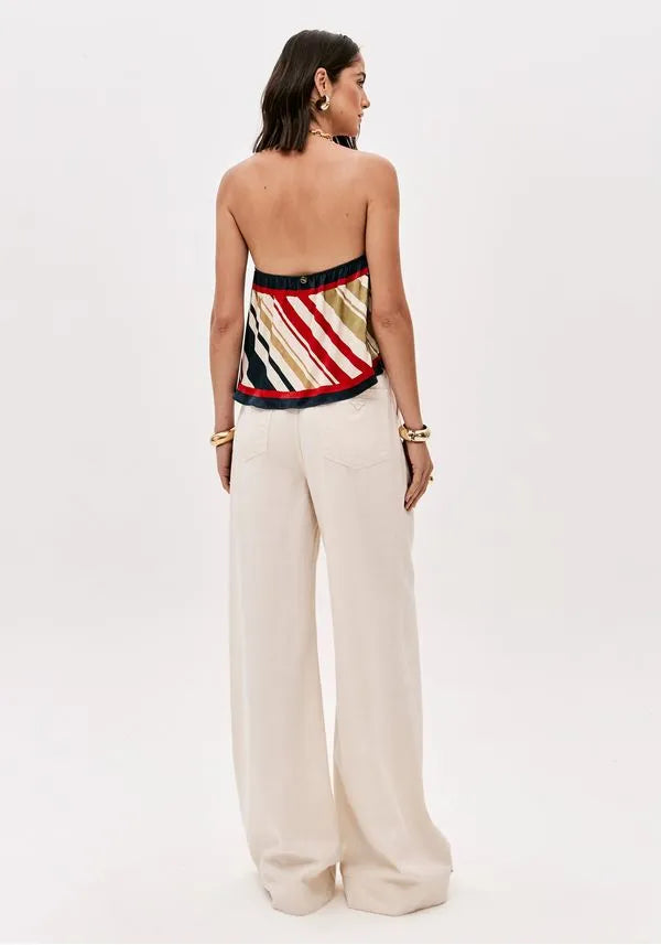 Super high waist wide leg twill pants Baroc Boutique
