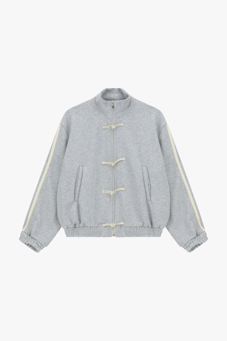 Sweatshirt with zip, high neck and striped sleeves Baroc Boutique