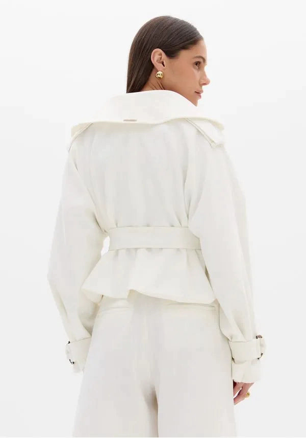 White Maxi Lapel Tailored coat Baroc Boutique
