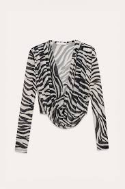 Zebra sheer top with low neckline Baroc Boutique