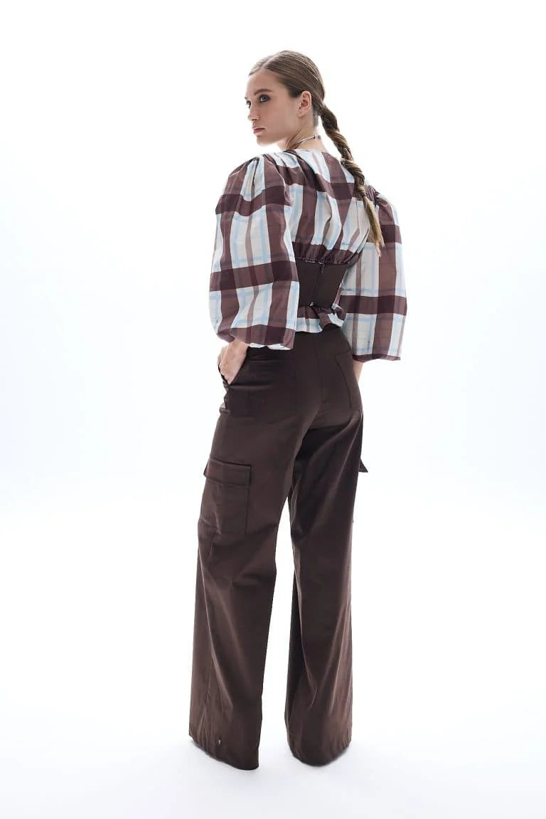 Brown high waisted cargo pants