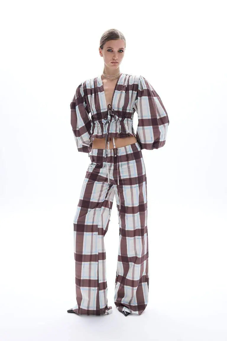 Ciel plaid pants with signature