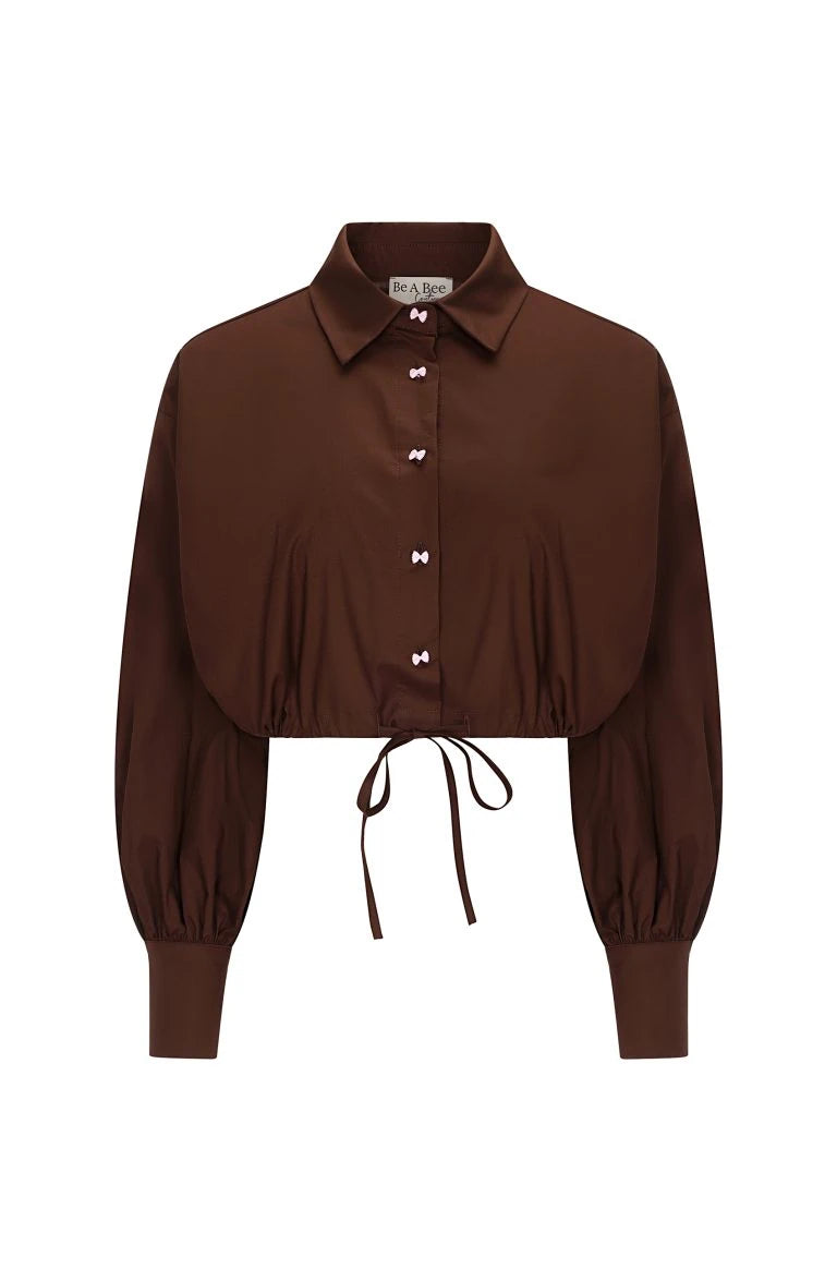 Brown pink bow shirt