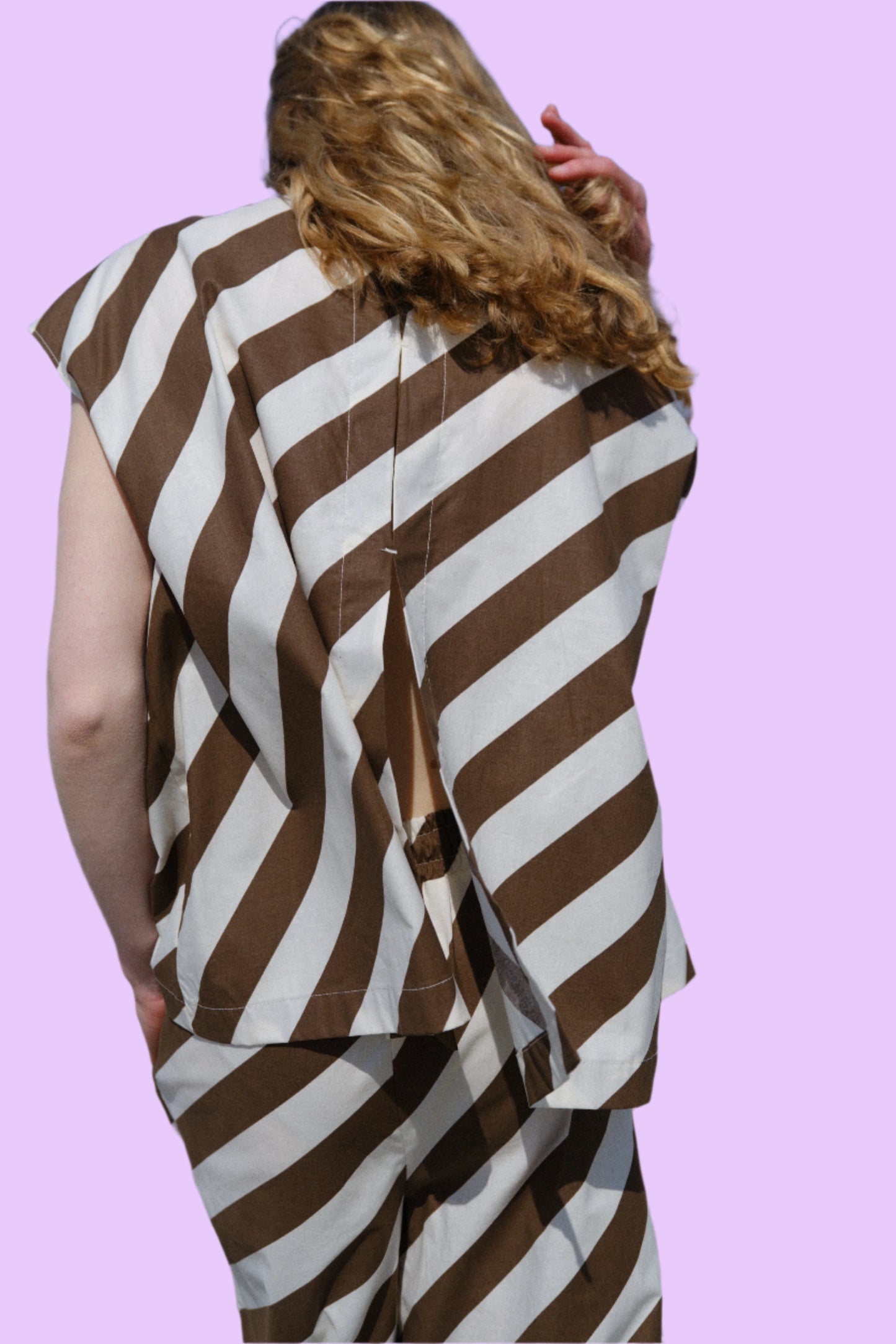 Striped blouse with tie