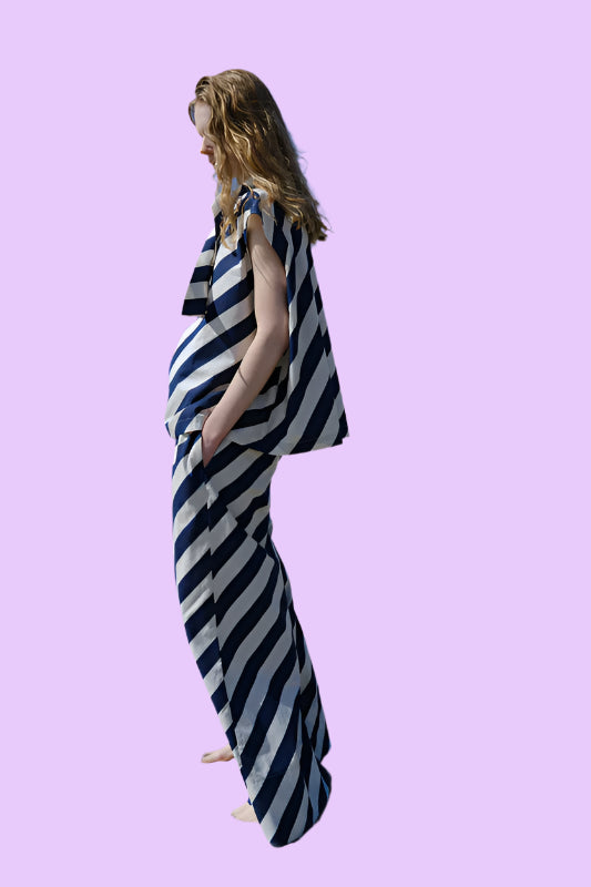 Striped blouse with tie