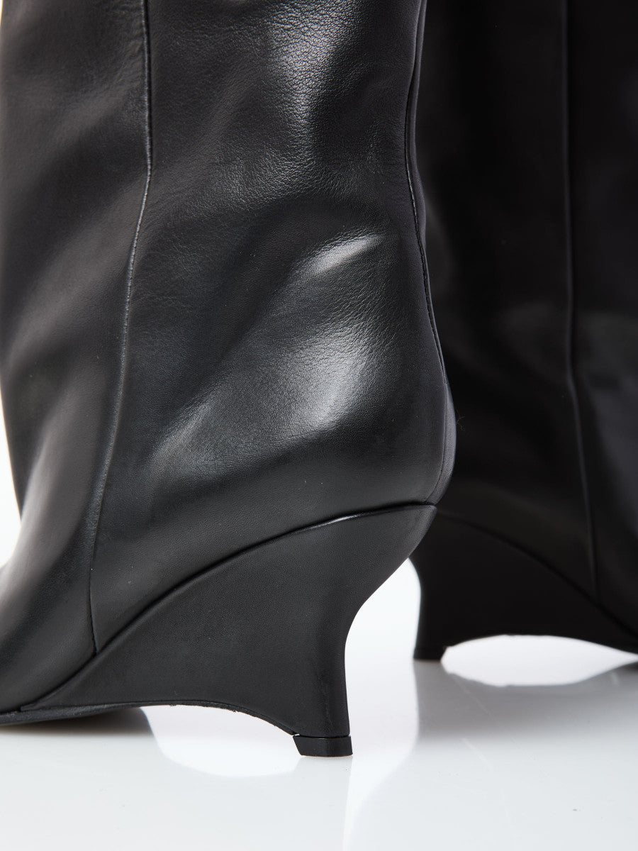 Open toe leather boot