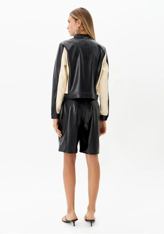 High waisted eco leather bermuda-short