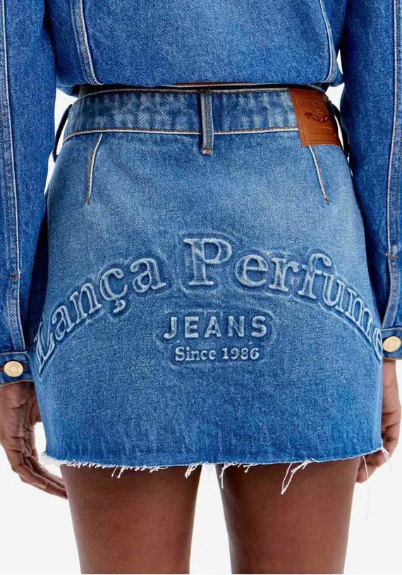 Comfort high waist jeans skirt with hem