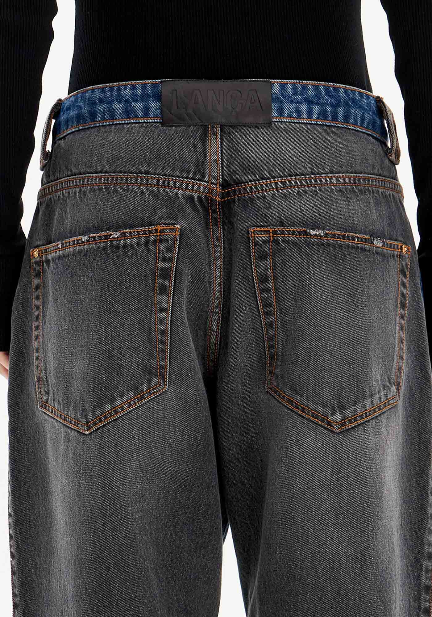 Denim high waist two colored jeans
