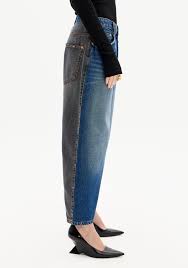 Denim high waist two colored jeans