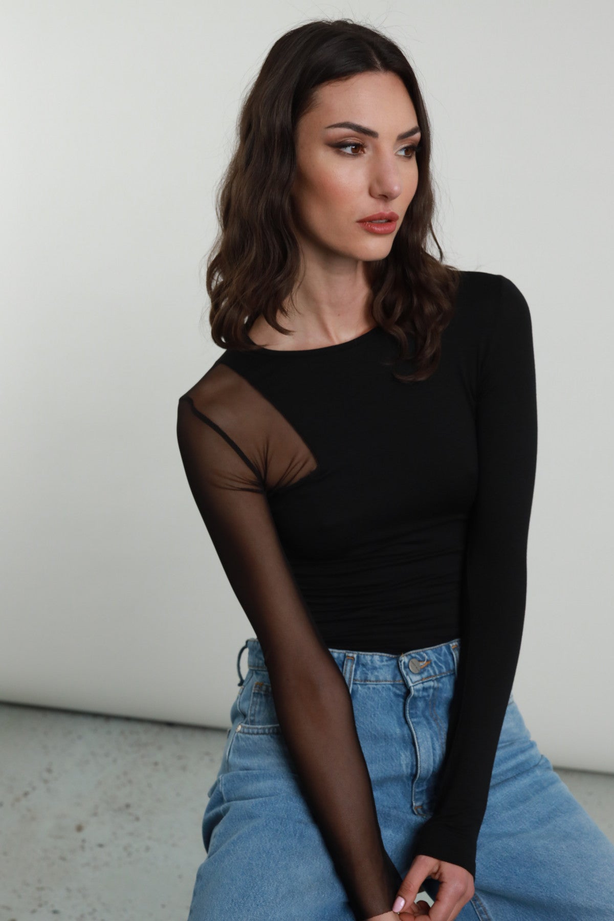 Black tulle top