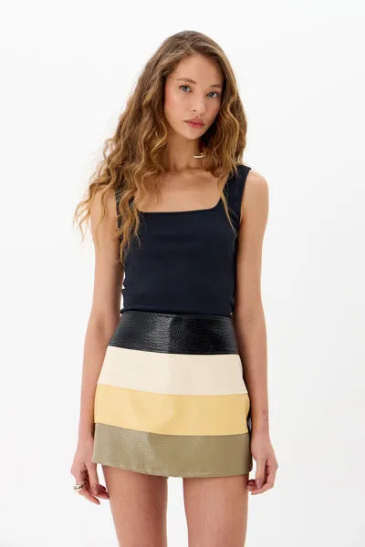 Eco leather mini skort