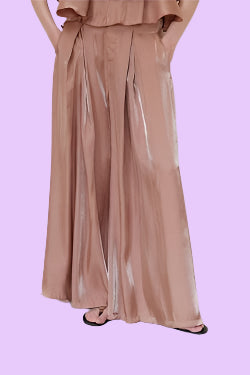 Wide leg shiny pants