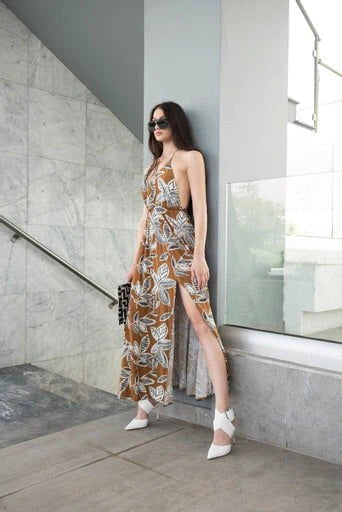 Dress Long Halter dress with high cut Baroc Boutique