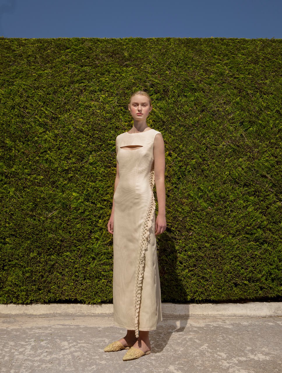 Dress Maxi dress with fringes Baroc Boutique MEDIUM / OFFWHITE / 100% COTTON