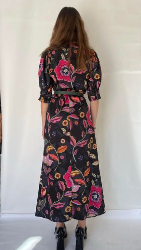 Vicolo satin floral Dress Baroc Boutique MEDIUM