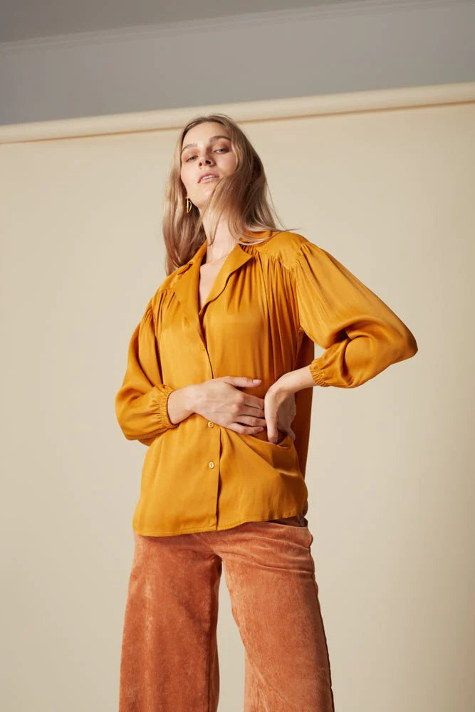 Ofilias mustard satin Shirt Baroc Boutique