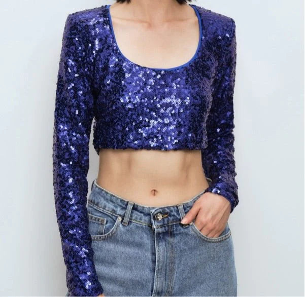 Sequin long sleeve crop Top Baroc Boutique