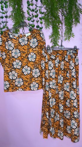 Skirt Skirt Baroc Boutique SMALL / ORANGE FLORAL / 100% COTTON