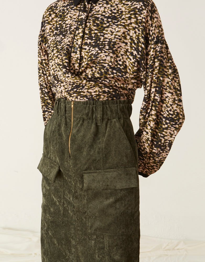 Skirts Ofilia’s Corduroy olive Skirt Baroc Boutique