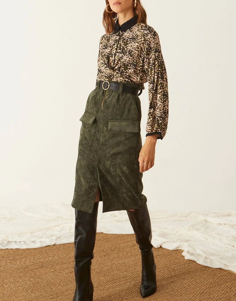 Skirts Ofilia’s Corduroy olive Skirt Baroc Boutique