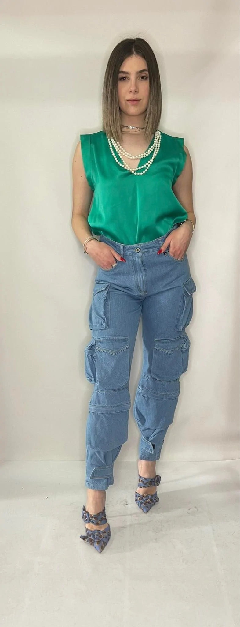 Sleeveless pearl Blouse Baroc Boutique