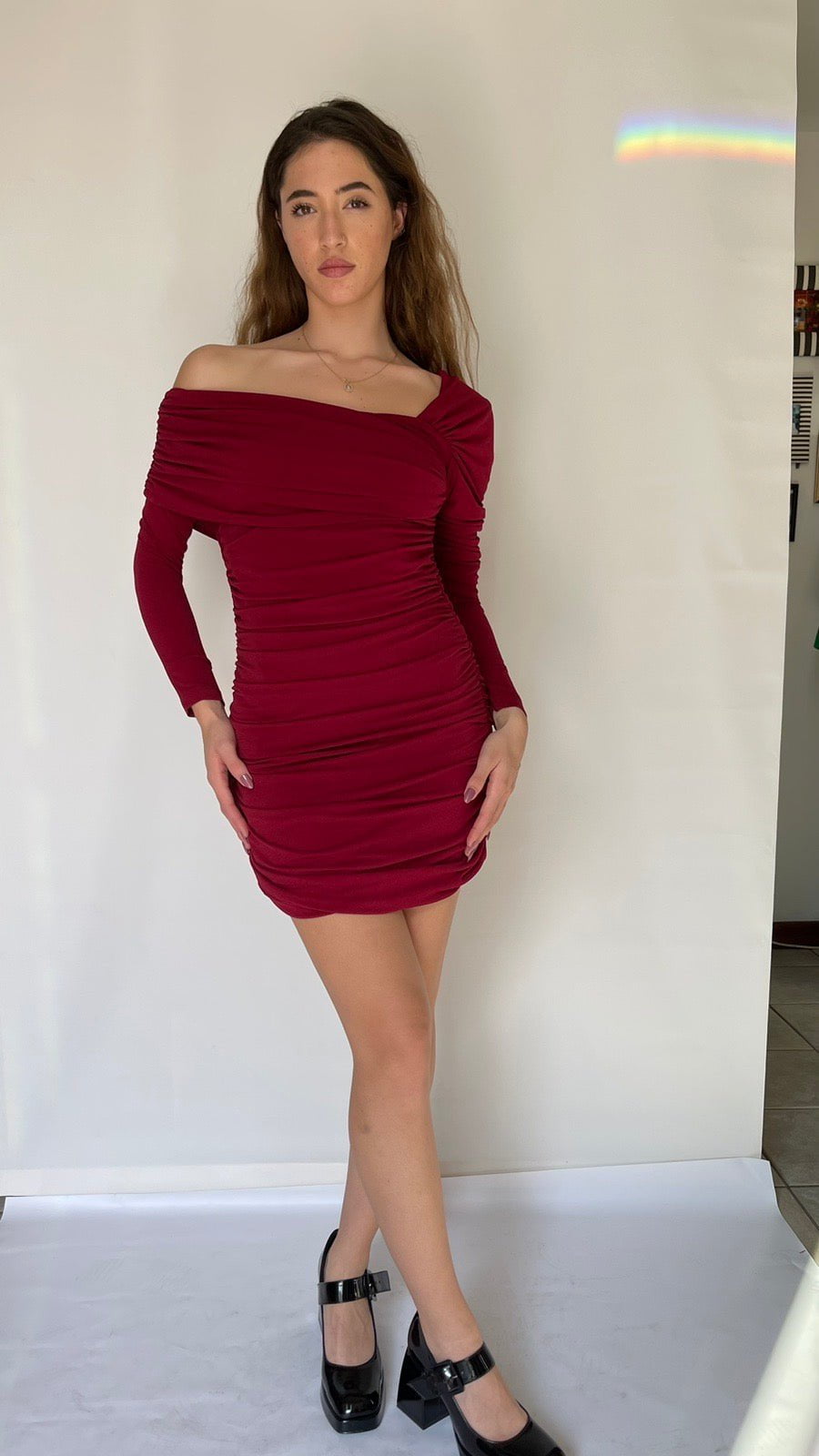Stelios Koudounaris long sleeve mini Dress Baroc Boutique SMALL / WINERED