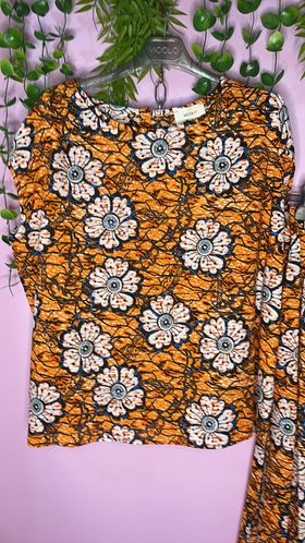 Top Top Baroc Boutique ONE SIZE / ORANGE FLORAL / 100% COTTON