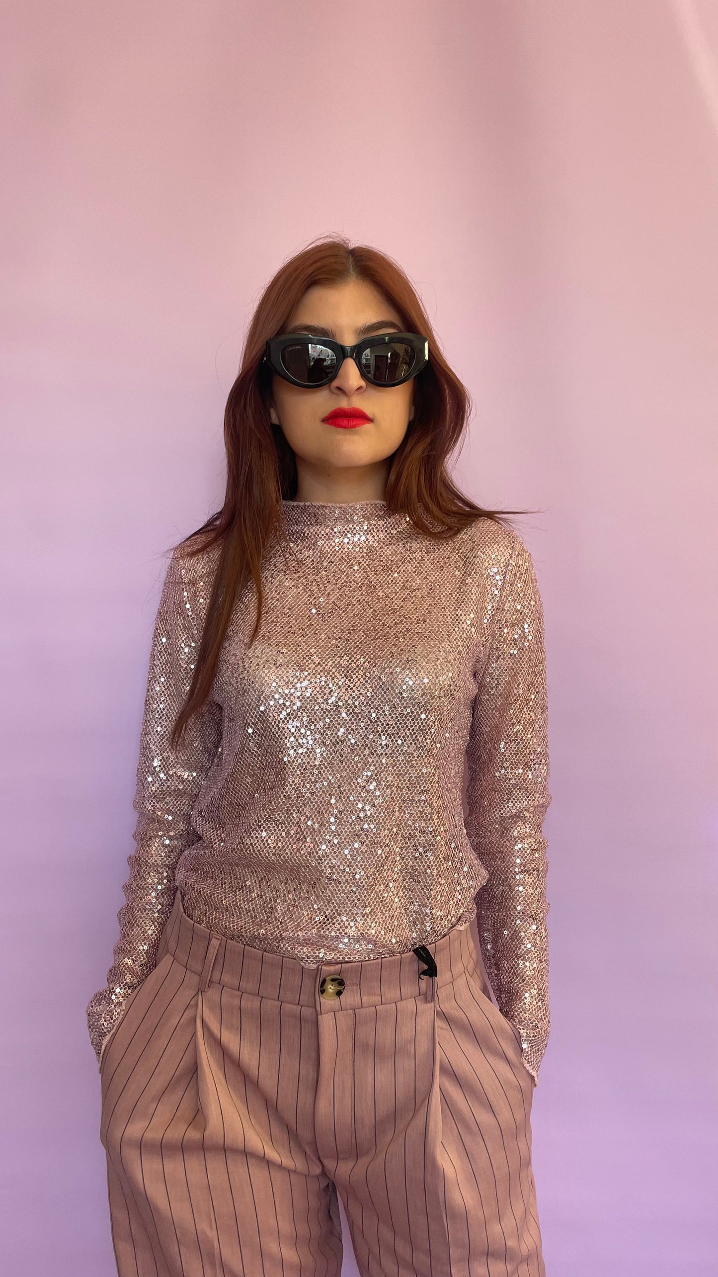 Top Online Collection long sleeve shiny top Baroc Boutique