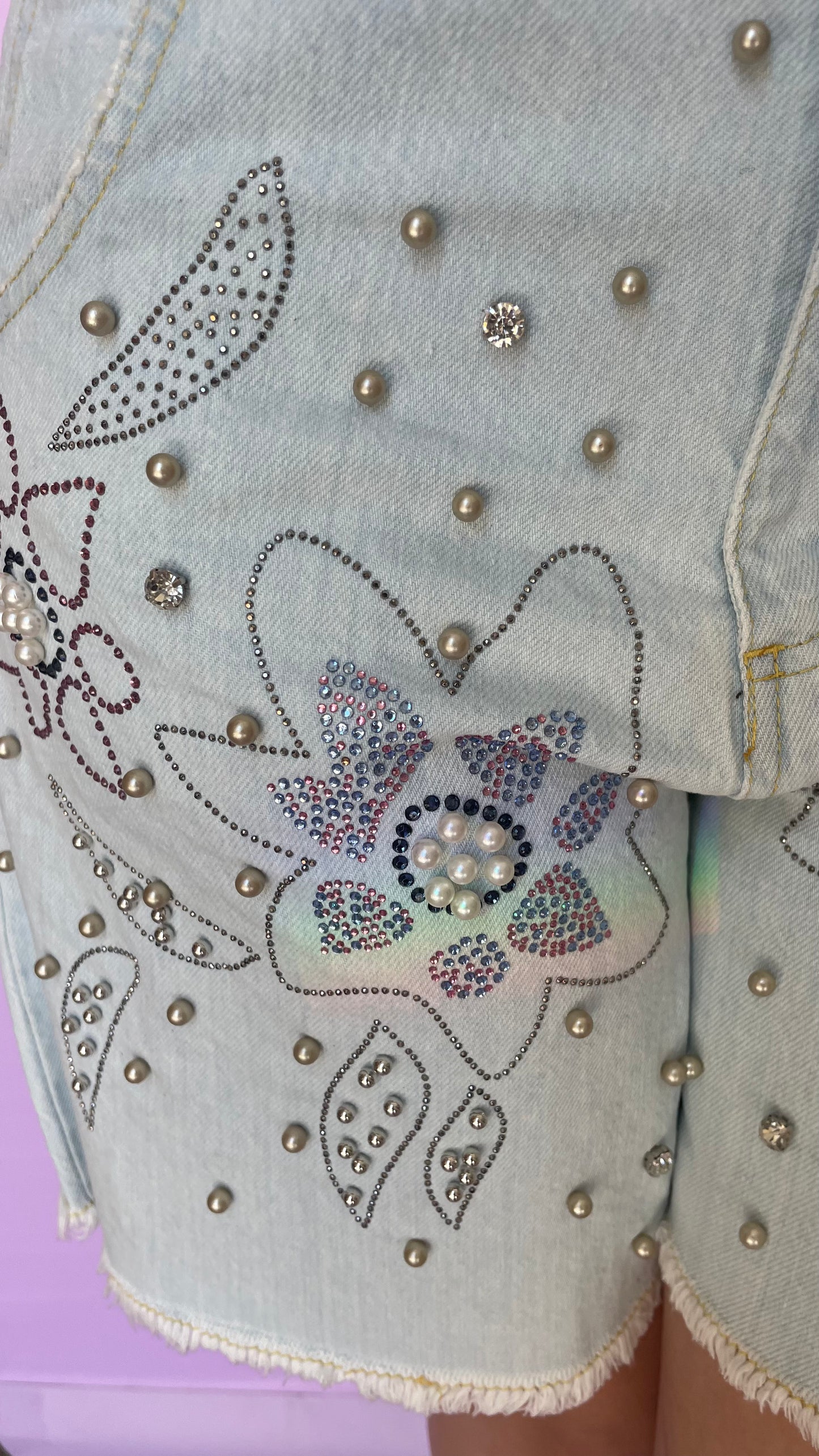 Dixie denim short with rhinstones