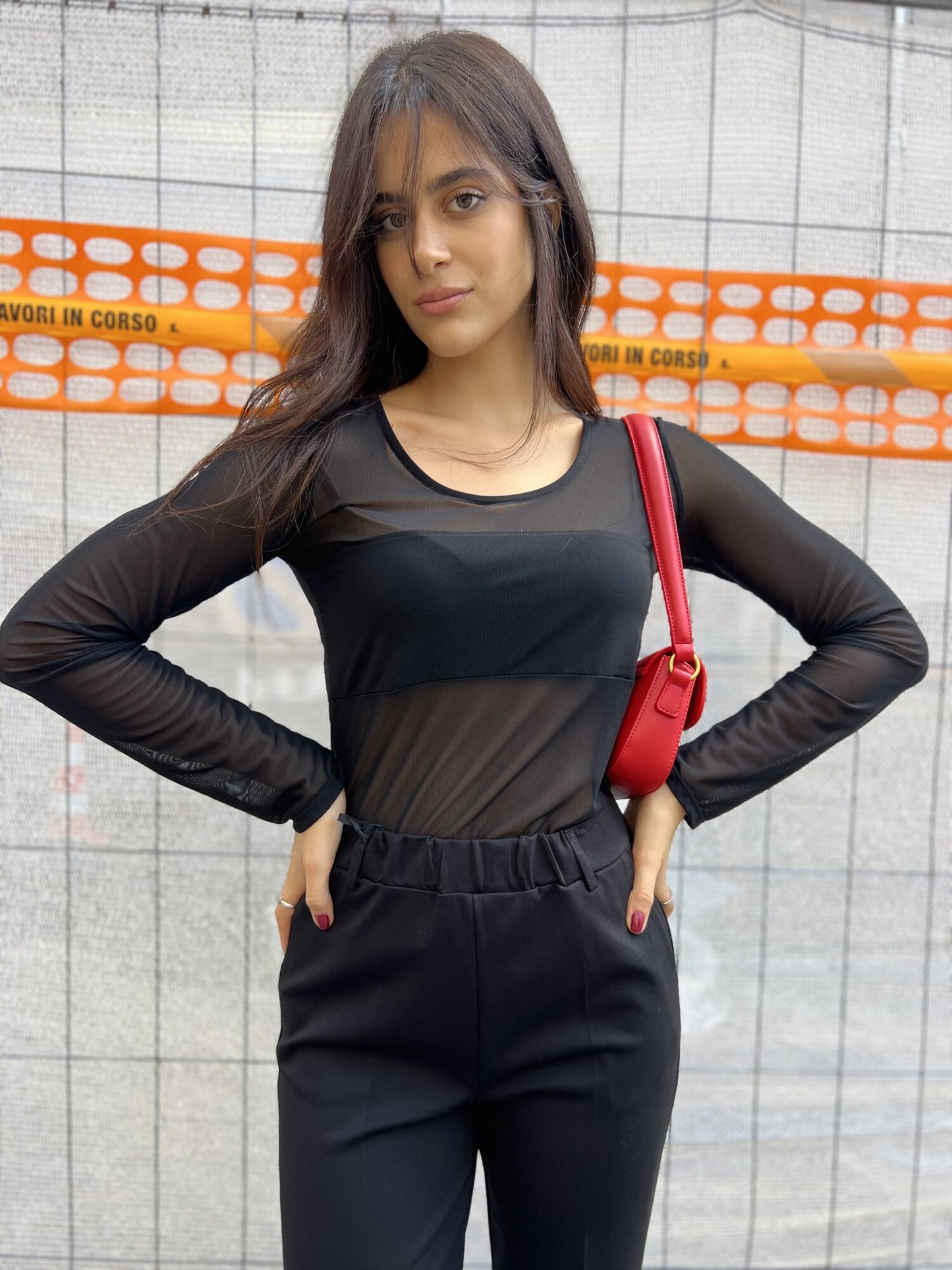 Black seethrough top