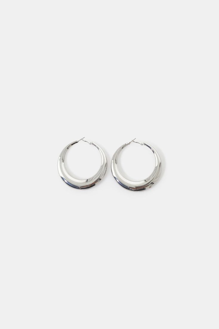 Silver hoop round earrings