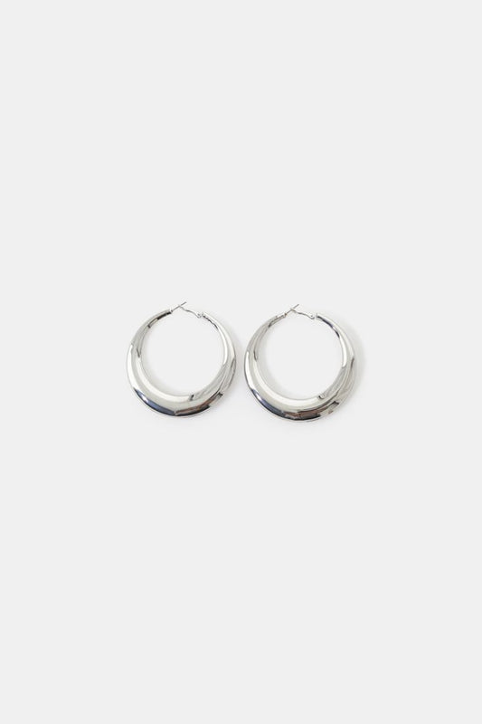 Silver hoop round earrings