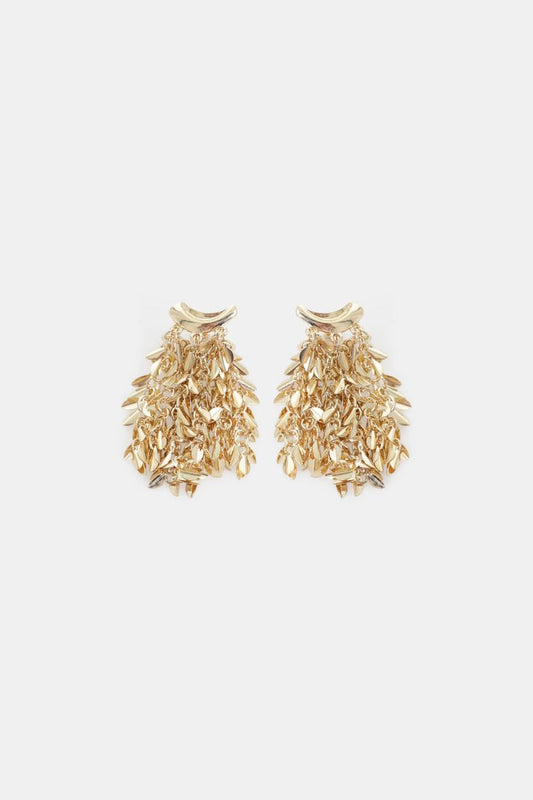 Leaf fringe drop earrings