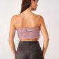 Solid-colour tulle-look crop top with ruffles