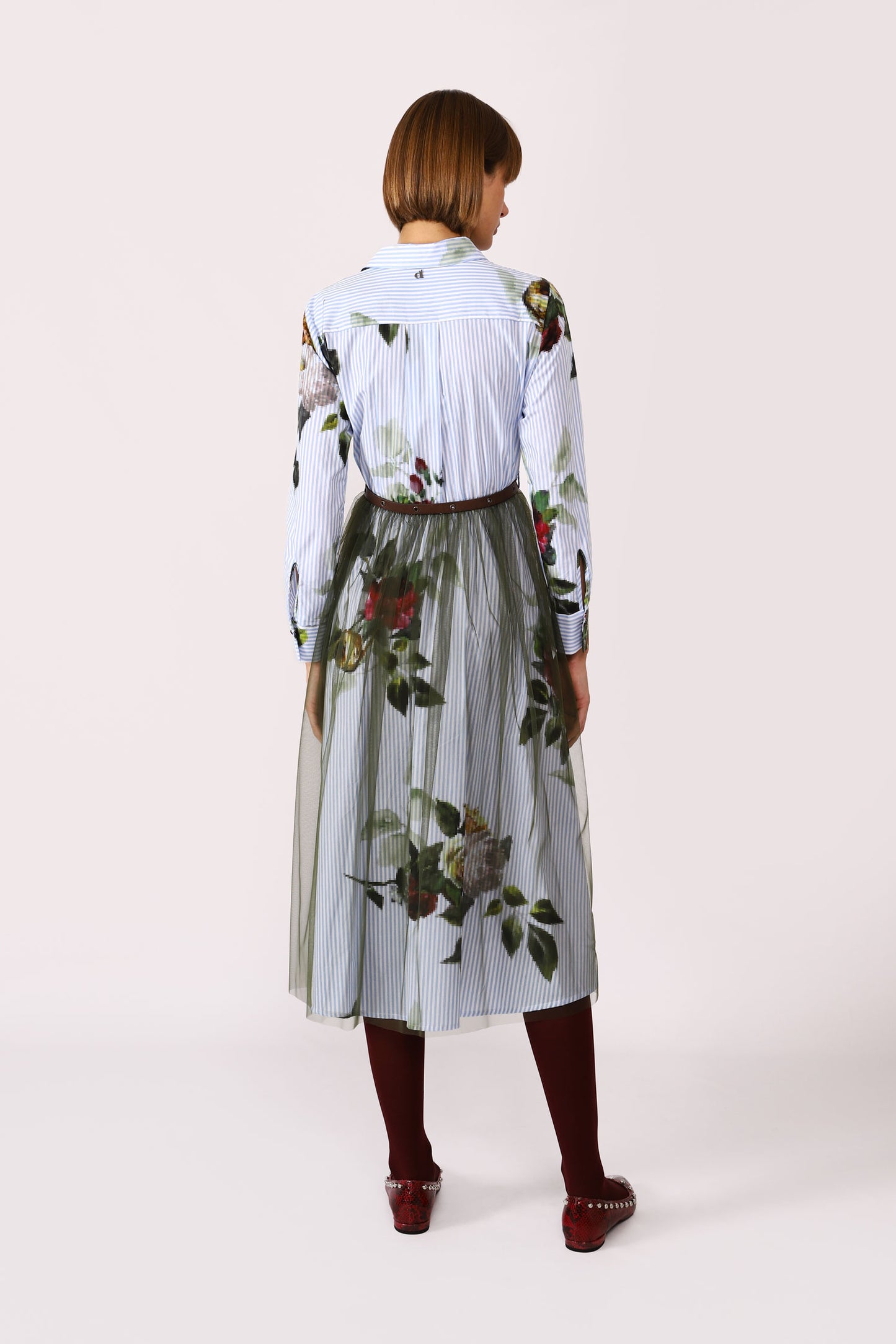 Long floral shirt-dress