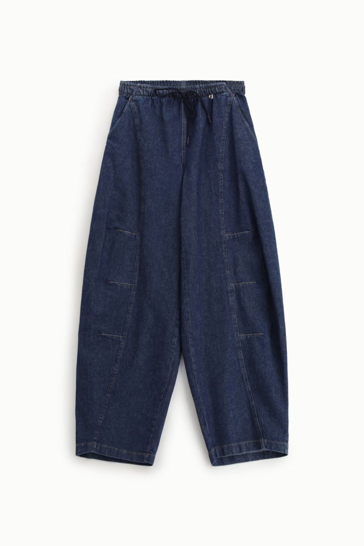 Palazzo wide-leg trousers with high waist and drawstring