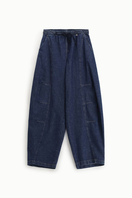 Palazzo wide-leg trousers with high waist and drawstring