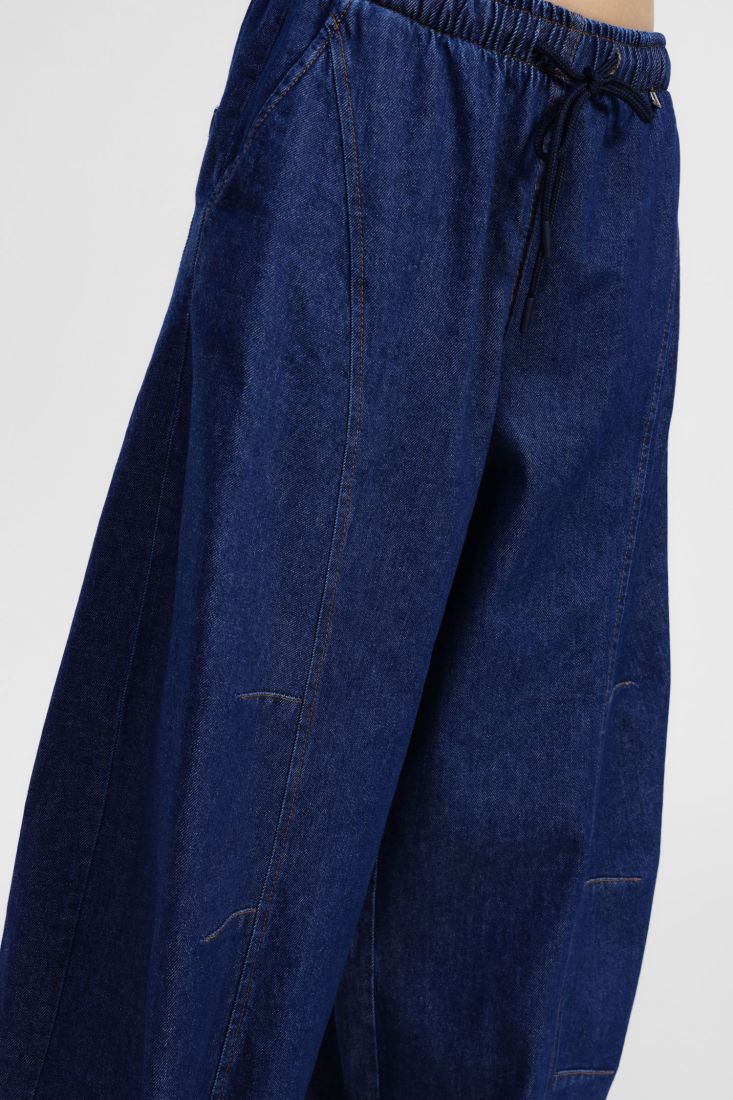 Palazzo wide-leg trousers with high waist and drawstring