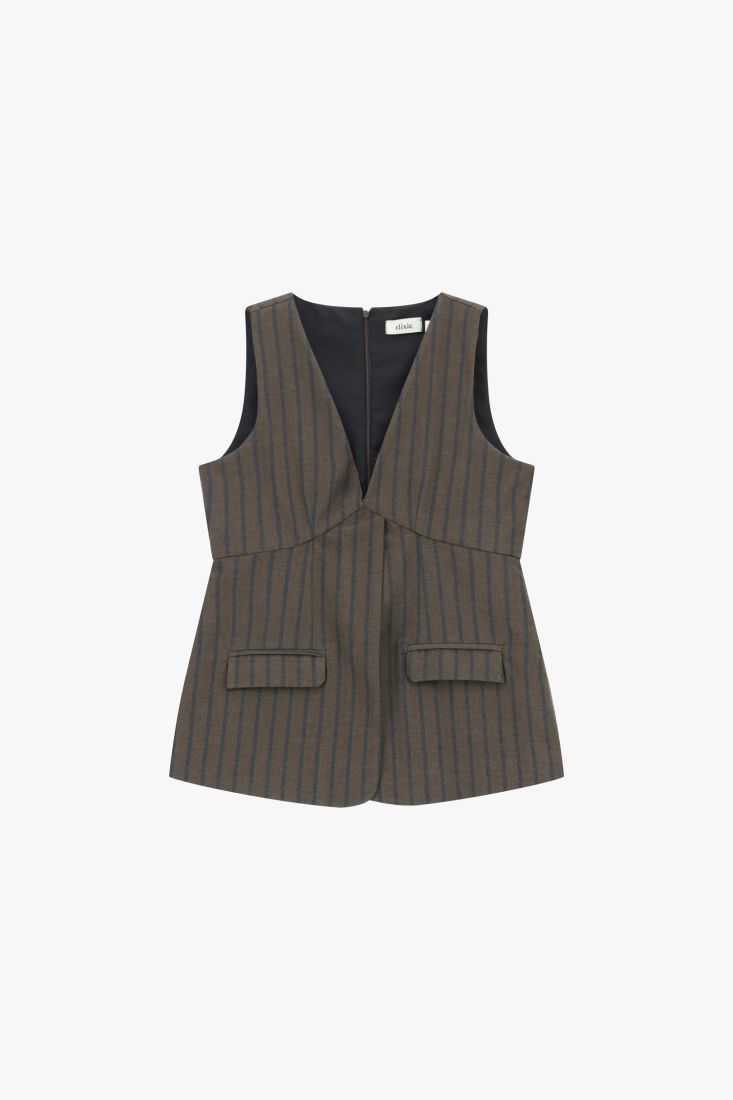 Striped vest with zip on the back