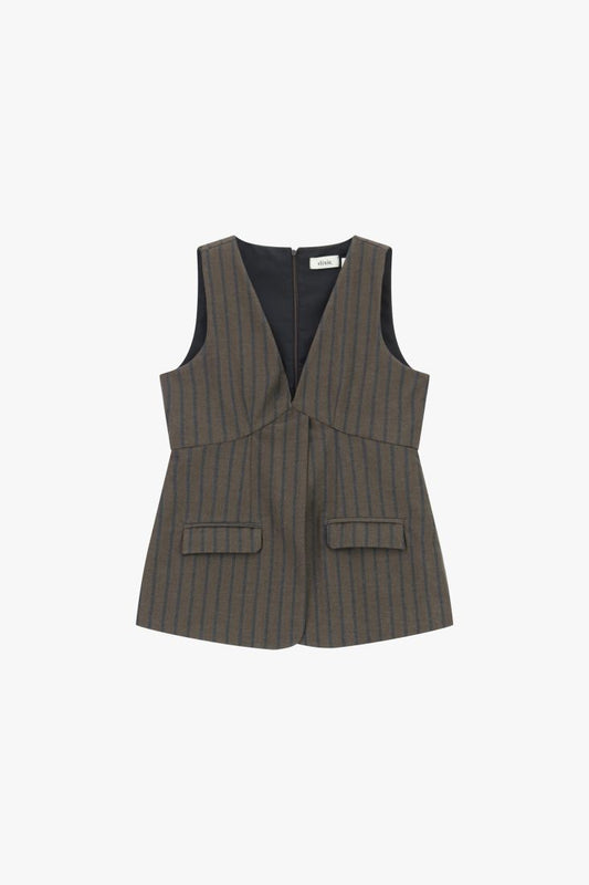 Striped vest with zip on the back
