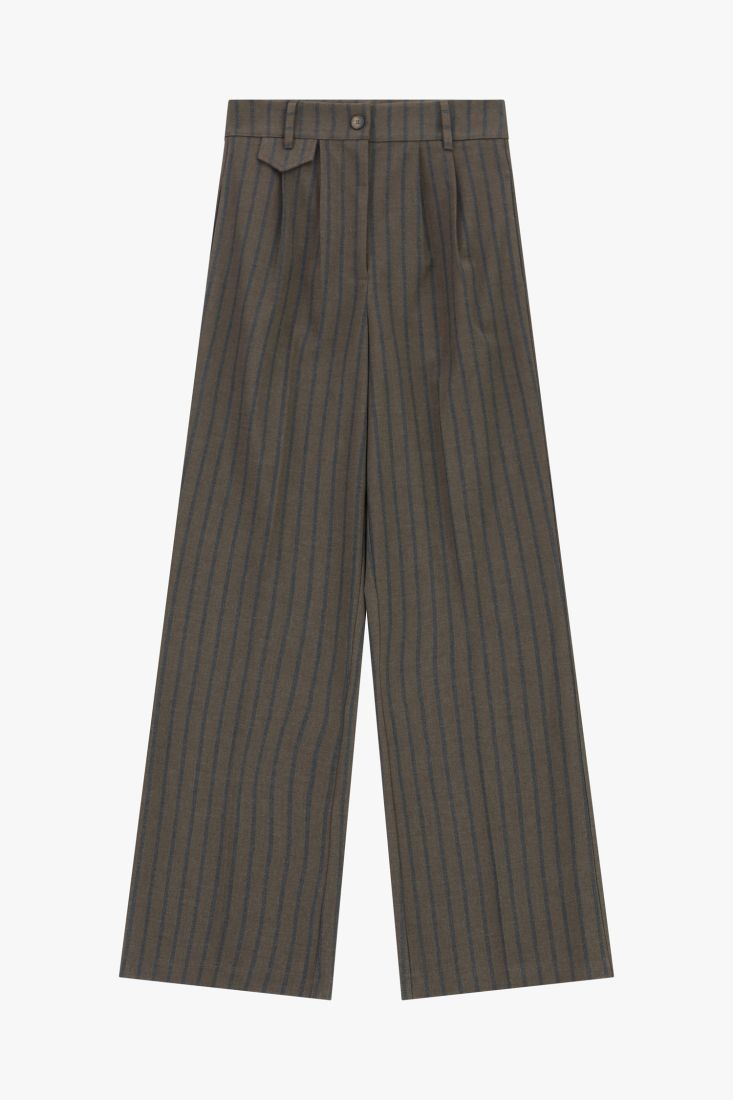 Wide-leg striped trousers