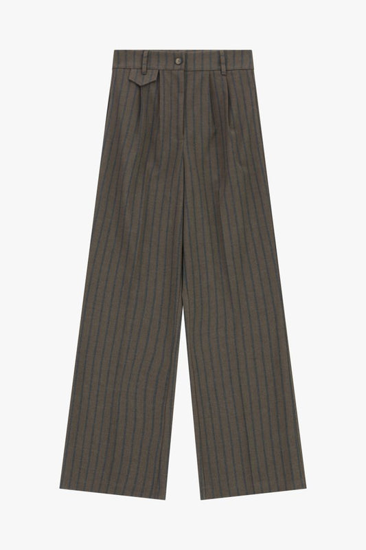 Wide-leg striped trousers